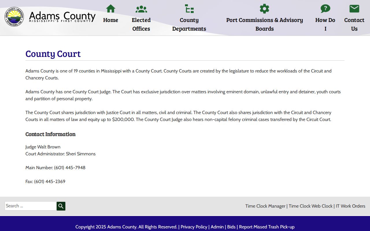 Adams County County Court jurisdiction and contact information